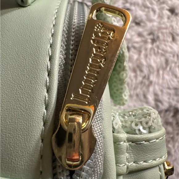 NWT Minnie Bow Mint Sequin Mini Backpack Wristlet Disney Parks Loungefly New - Picture 4 of 9